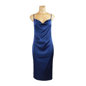 xxxiticat Blue Satin Slip Dress
